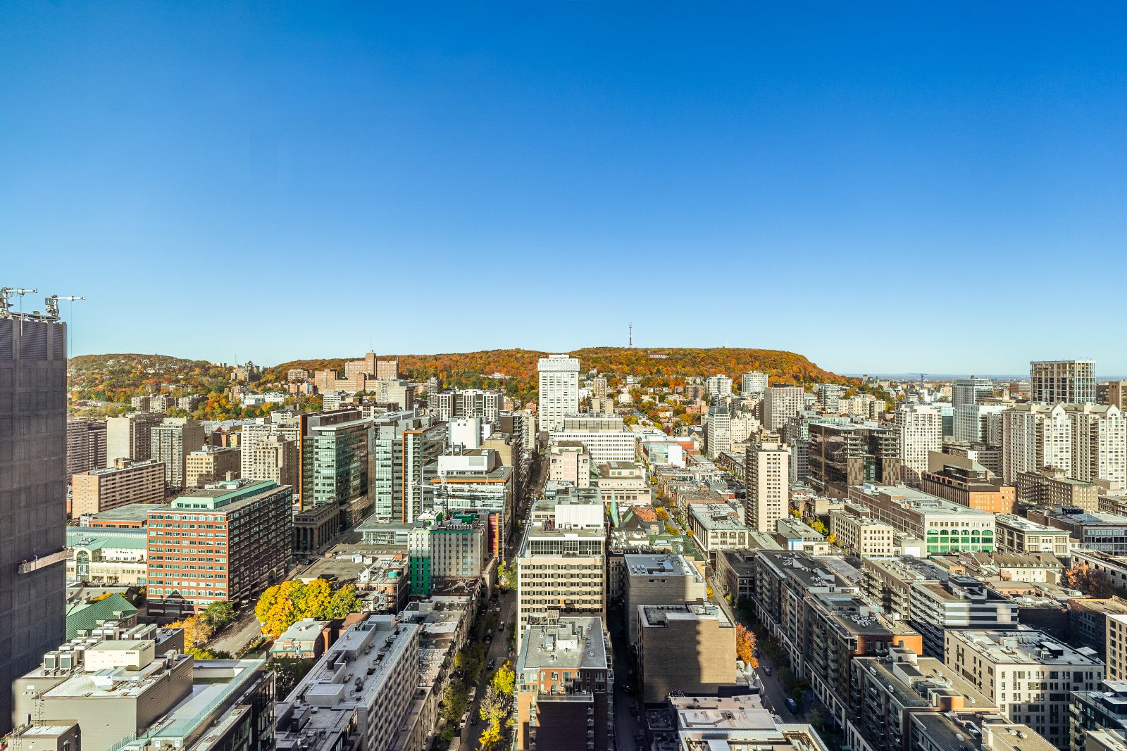 Vue panoramique sur le centre-ville et le mont Royal